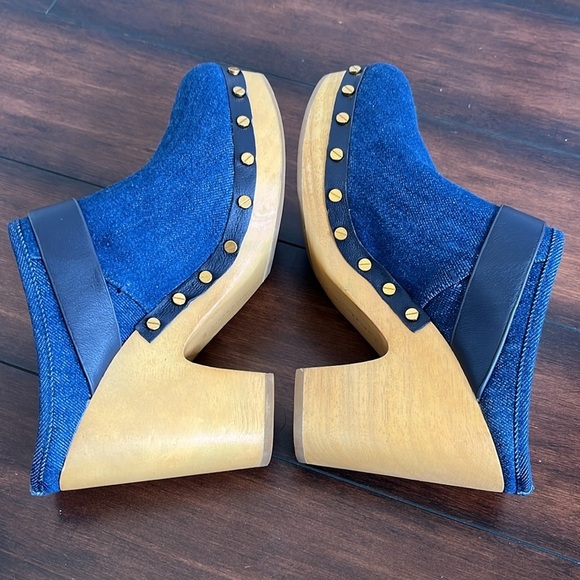 VERONICA BEARD Dacey Blue Denim Buckle Clogs size 7 New - Picture 8 of 12